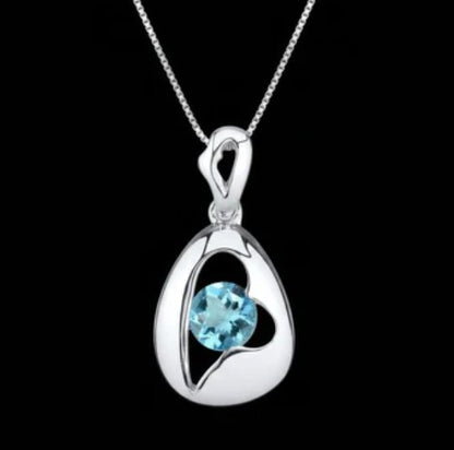 Brilliant Cut Round Blue Topaz 925 Sterling Silver Versatile Pendant