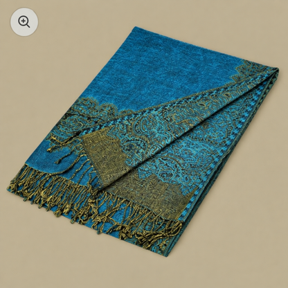 Border Pashmina Reversible Scarf Shawl Wrap with Graceful Floral Border - 3 Color Options