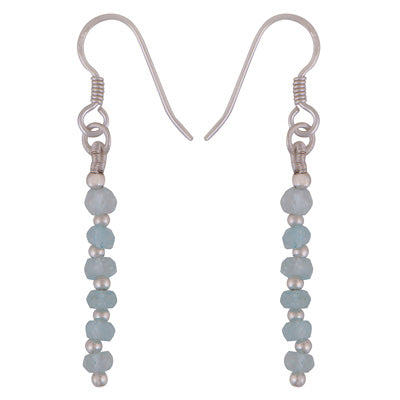 6 Faceted Gemstone Beads 925 Sterling Silver Elegant Dangling Earrings - 2 Color Options