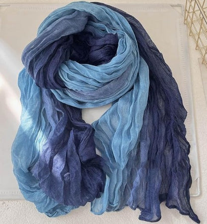 Blue Hues Two Tone Light Weight Chiffon Sheer Summer Boho Scarf