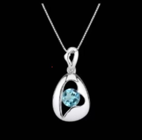 Brilliant Cut Round Blue Topaz 925 Sterling Silver Versatile Pendant