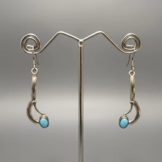 Musical Note Dangling Earrings with Cabochon Gemstone 925 Sterling Silver Earrings – 4 Gemstone options