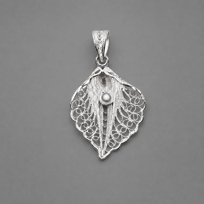 Oyster with Pearl Seashell Filigree Work Sterling Silver Boho Beach Pendant