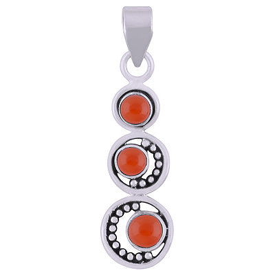 Ebb and Flow with Three Cabochon Gemstones 925 Sterling Silver Pendant - 3 Color options