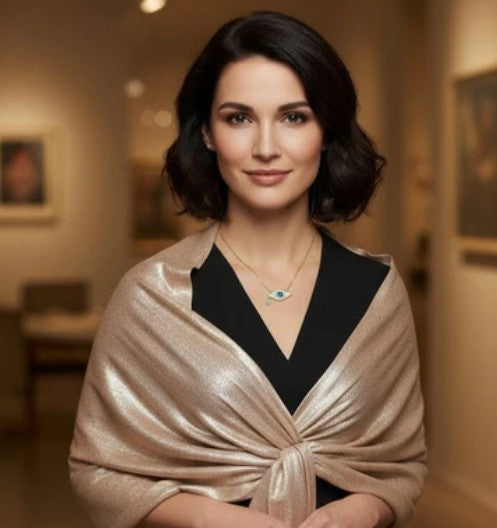Women's Champagne Colored Shimmery Pashmina Shawl Wrap