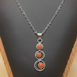 Ebb and Flow with Three Cabochon Gemstones Sterling Silver Pendant - 3 Gemstone options
