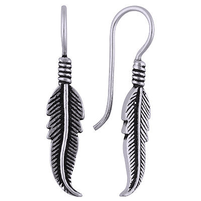 Alluring Feather 925 Sterling Silver Earrings in Oxidized finish