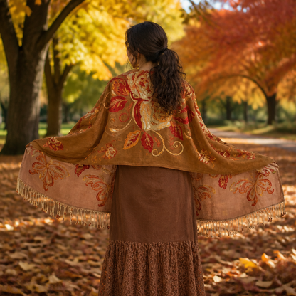 Mustard Gold with Roses and Butterflies Lightweight Scarf Shawl Wrap - 2 More Color Options