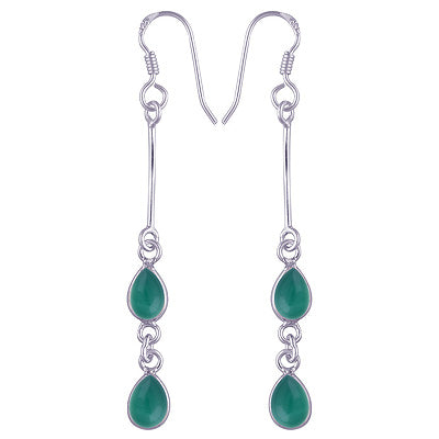 Two Stone Pear Shape Dainty Dangle 925 Sterling Silver Earrings - 2 Color options