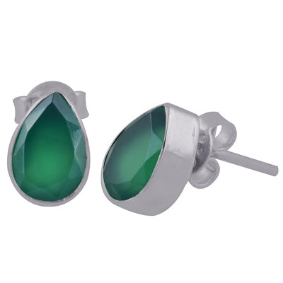 Brilliant Cut Pear Shaped Gemstone 925 Sterling Silver Stud Earrings - 2 Gemstone Options