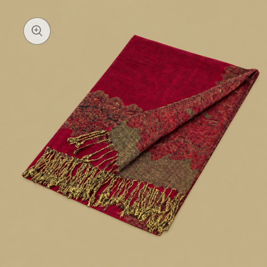 Border Pashmina Reversible Scarf Shawl Wrap with Graceful Floral Border - 3 Color Options