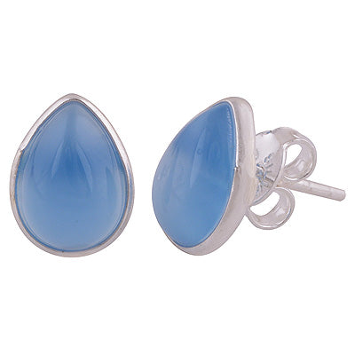 Alluring Pear-Shaped Cabochon Gemstone 925 Sterling Silver Studs Earrings - 2 Gemstone Options