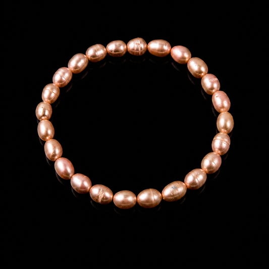 Freshwater Peach Cultured Genuine Pearl Stretch Adjustable Elegant Bracelet
