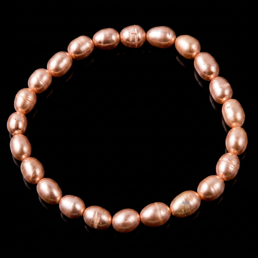 Freshwater Peach Cultured Genuine Pearl Stretch Adjustable Elegant Bracelet
