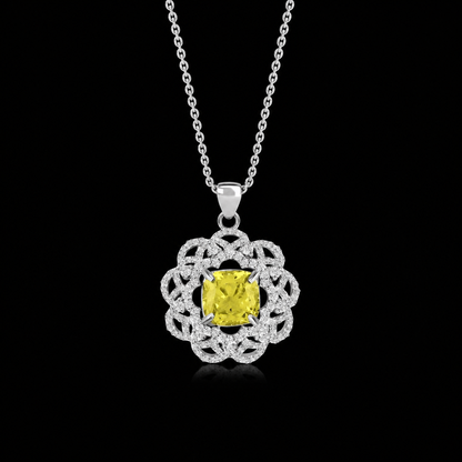 Simulated Peridot with Simulated Diamonds Flower Elegant Regal Necklace