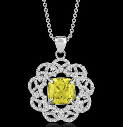 Simulated Peridot with Simulated Diamonds Flower Elegant Regal Necklace