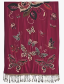Mustard Gold with Roses and Butterflies Lightweight Scarf Shawl Wrap - 2 More Color Options