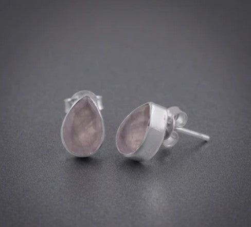 Brilliant Cut Pear Shaped Gemstone 925 Sterling Silver Stud Earrings - 2 Gemstone Options