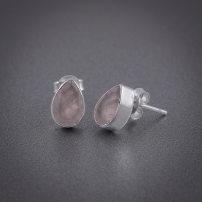 Brilliant Cut Pear Shaped Gemstone 925 Sterling Silver Stud Earrings - 2 Gemstone Options