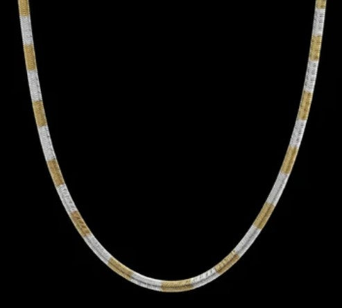 Two-tone Snake Chain Omega Necklace in Stainless Steel - 2 Size options