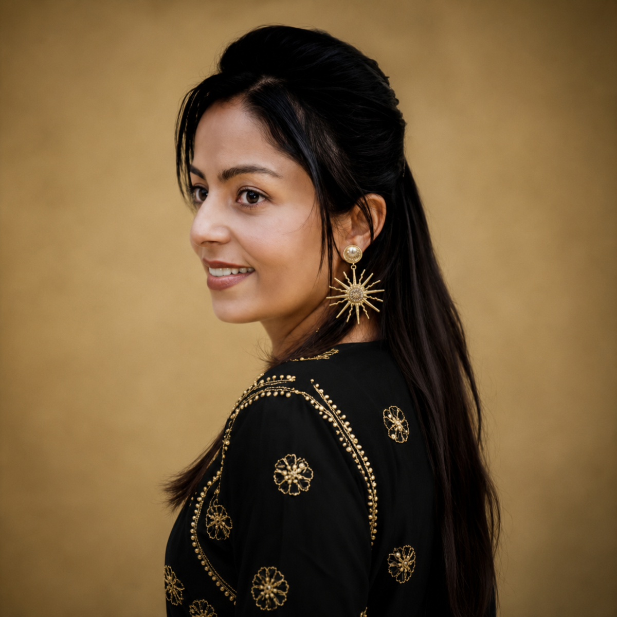 Radiant Sun with Cubic Zircon and Faux Pearl Yellow Gold Plated Earrings